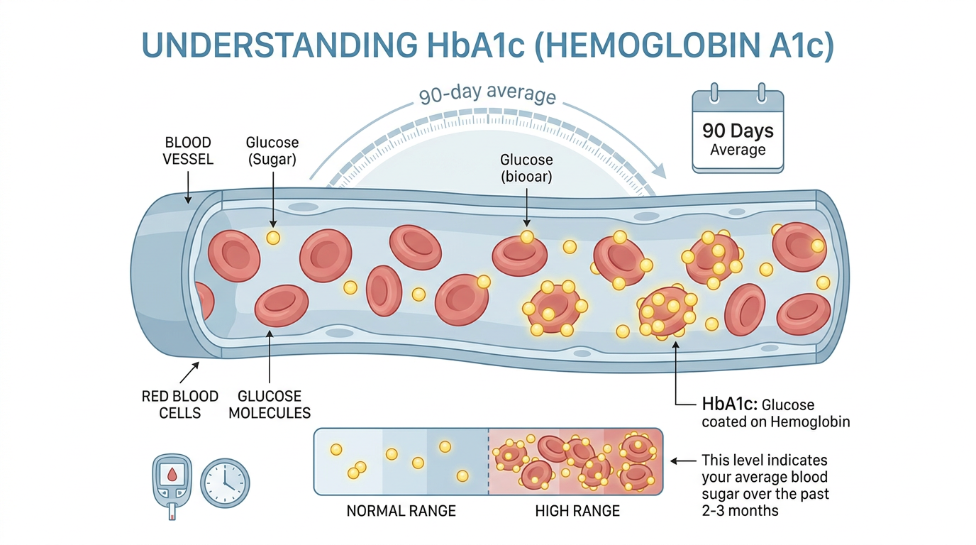 Diagram showing what A1C measures in the blood